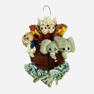 Vintage Noah's Ark Christmas Ornament Spaghetti Handmade Christian Bible Dove